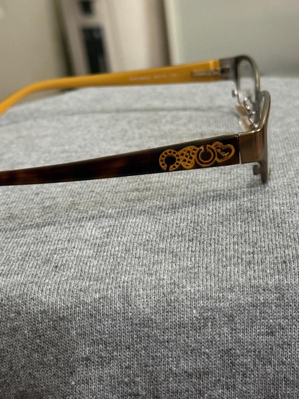 Coach Women's Rectangular Eyeglasses in Brown and Yellow - Picture 3 of 9